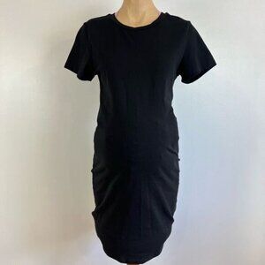 Rose Maternite Women’s Medium Maternity Pregnancy Stretch Black Midi Dress